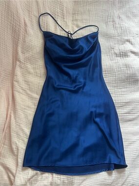 dynamite blue satin dress Nora Satin Maxi Slip Dress Blue